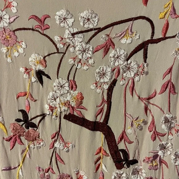 ASOS Pink Embroidered Cherry Blossom Maxi Dress W/Short Sleeves Women’s Size 8 - Picture 3 of 10